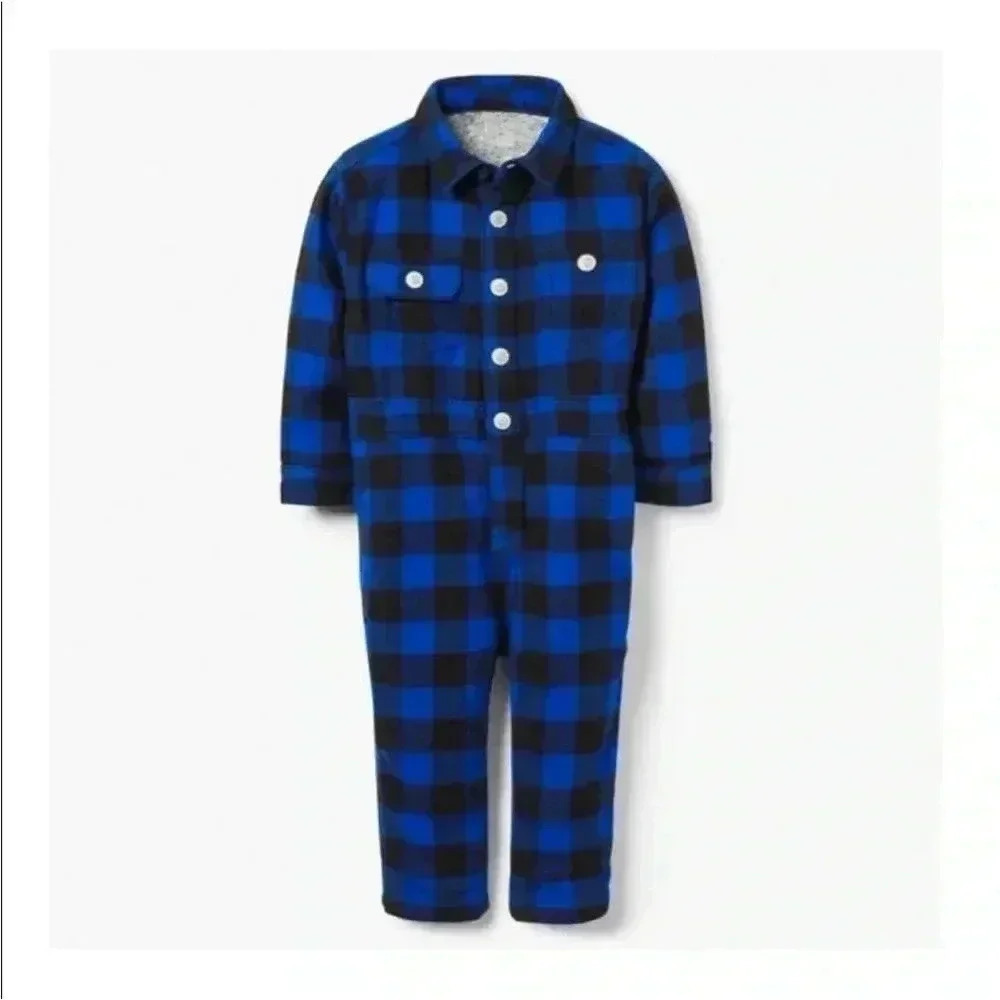NWT Gymboree Buffalo Check 1-Piece Suit Baby Sz 18-24 Months Snap Buttons